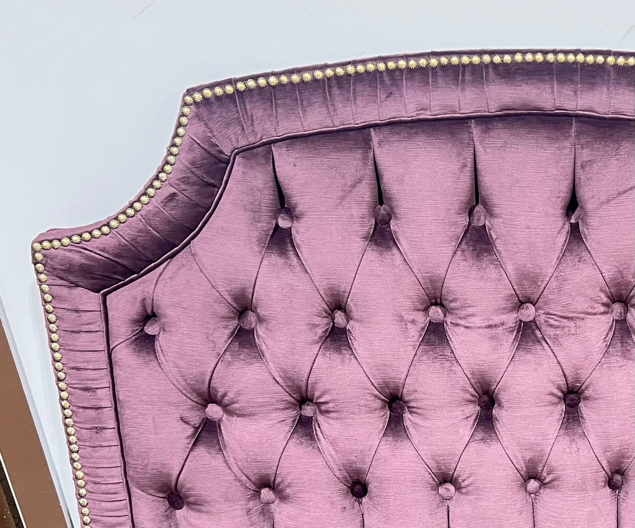 Synthetic Purple Velvet Diamond Tufted Headboard
