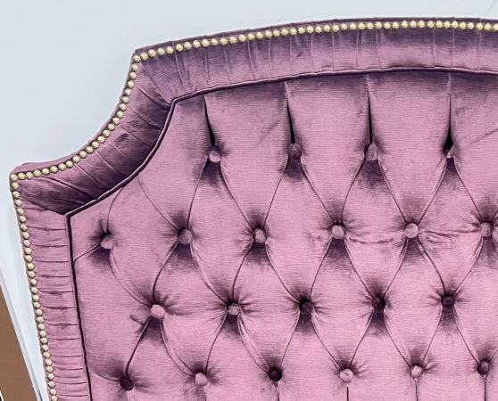 Synthetic Purple Velvet Diamond Tufted Headboard