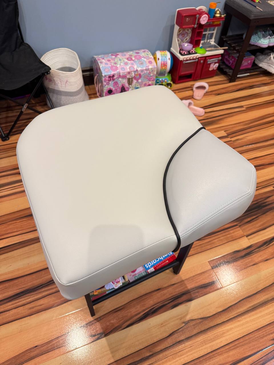 Upholstered Boat Seat in beige and grey