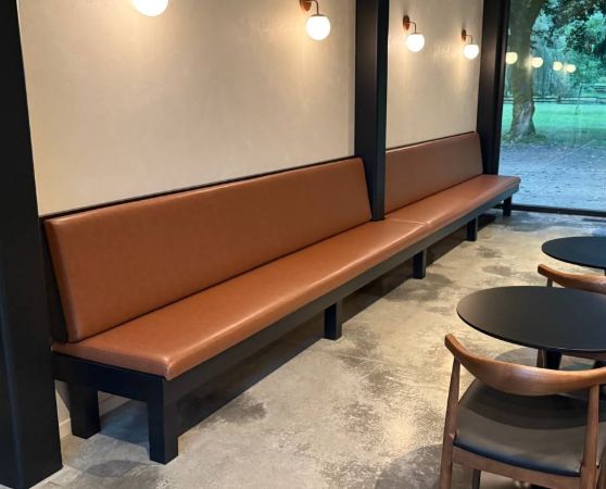 Reupholstered Banquette Bench in vinyl