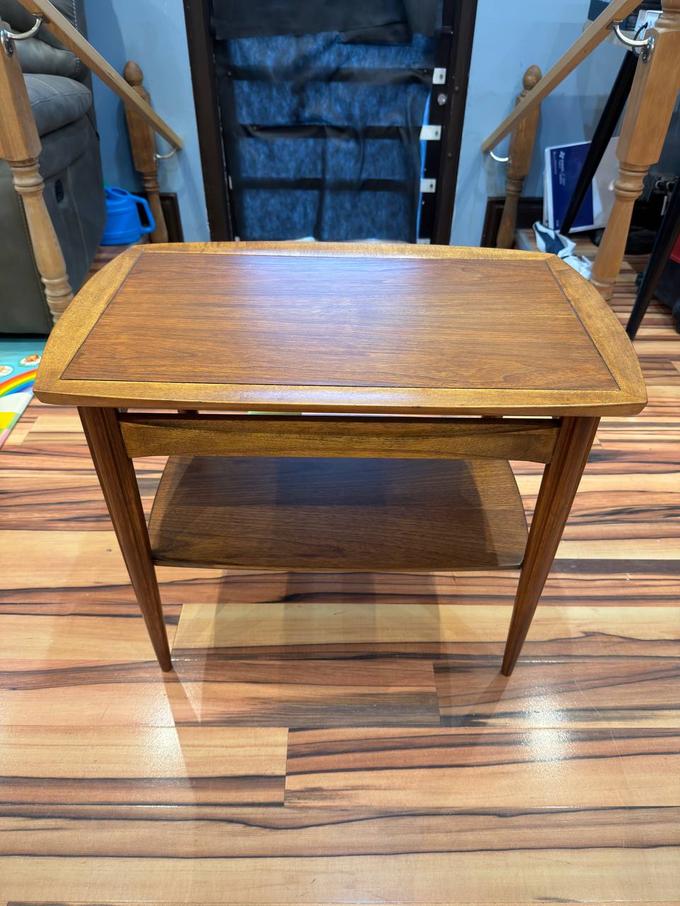 Refinished Mid-Century Modern Walnut End Table stained in Dark walnut danish oil