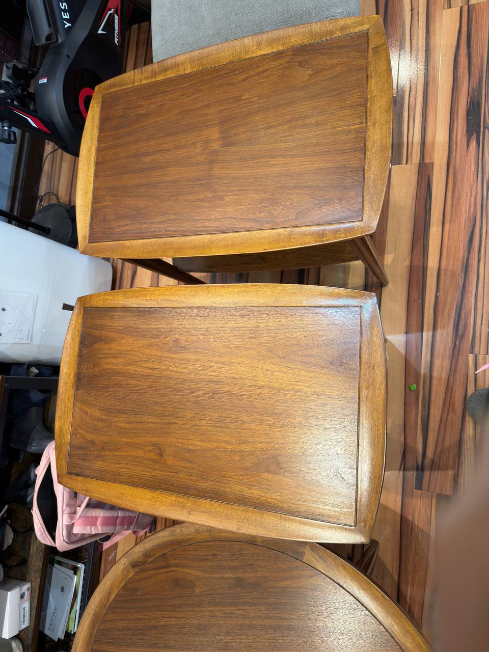 Top of Refinished Mid-Century Modern Walnut End Table stained in Dark Walnut Danish Oil