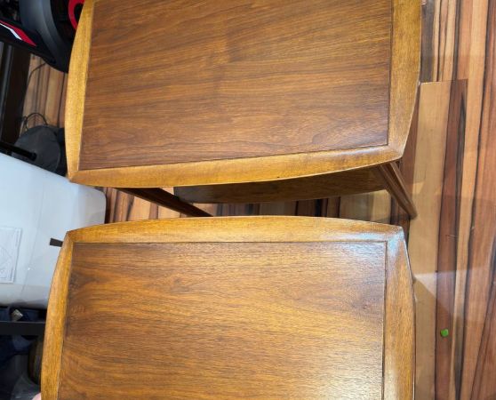 Top of Refinished Mid-Century Modern Walnut End Table stained in Dark Walnut Danish Oil